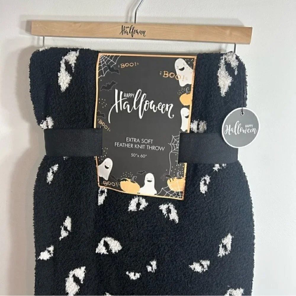 Cat Eye Halloween Soft Blanket Throw NEW Feather Knit Tik Tok Viral